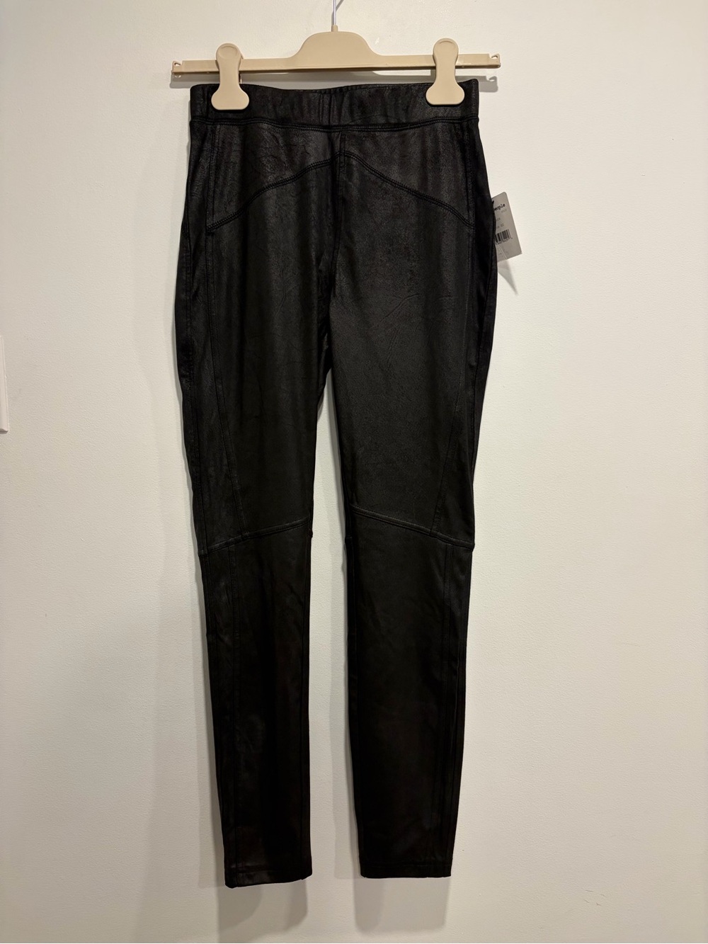 Free People Black Faux Leather Moto Leggings XS NWT